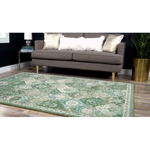 Charlton Home® Kalf Abstract Green/Gray Area Rug & Reviews Wayfair